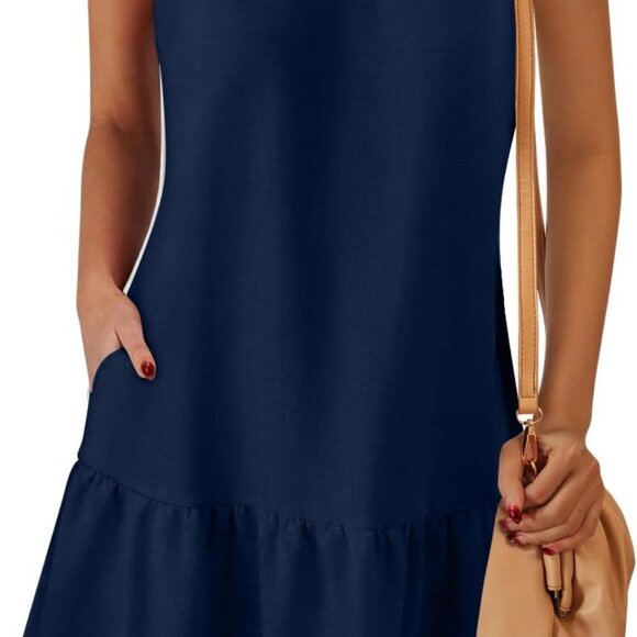 Casual Sleeveless Ruffle Mini Dress Women Summer Vacation Beach Wear - Picture 1 of 6